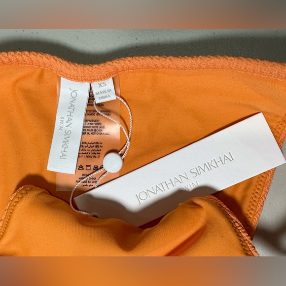 NWT Jonathan Simkhai Umi Textured One Shoulder Bikini Top & Bottom Set Orange XS - Picture 6 of 11